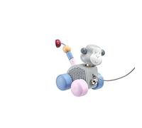 Selecta 64025 La danse du singe, jouet à tirer sur roulettes, en bois, 11 cm