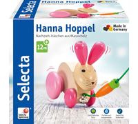 Selecta 62023 Lapin Hannah Hoppel, jouet à tirer, à roulettes, en bois, 13 cm