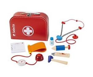 Selecta Spielzeug set de jeu Mallette du médecin junior 25 x 18 cm rouge 8 pièces Bleu G