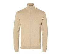 Selected Berg Full Zip Cardigan Kelp Beige