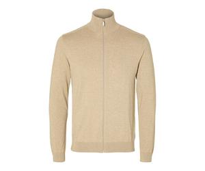 Selected Berg Full Zip Cardigan Kelp Beige