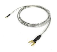 Selected Cable 1m Fil de Terre 1x 1.0mm² pour platines, préamplificateur HiFi avec Connexion de Terre cosses à Fourche plaquées Or en Deux Tailles écran tressé Transparent argenté