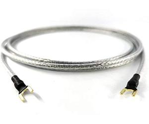 Selected Cable Câble de Terre de 3,25 m - 1 x 0,50 mm² - Pour Tourne-Disques, Appareils Phono Avec Raccord de Terre - Sabot de Fourche Plaqué Or - Transparent Argenté