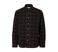 SELECTED Chemise 'SLHNoah' bleu nuit / chocolat, Taille S