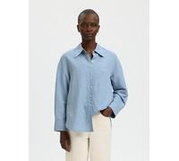 SELECTED Chemisier 'SLFCleo' bleu / blanc, Taille M