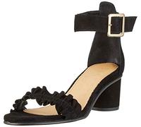 SELECTED FEMME Slfmerle Suede Round Heel Ruffle Sandalb Sandales Bride Cheville, Noir (Black Black), 40 EU