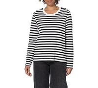 SELECTED FEMME Slfstandard Ls Tee STR Noos T-Shirt, Noir/Rayures : Blanc Neige