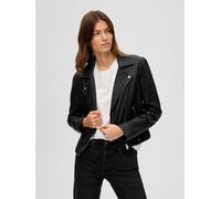 Selected Femme Women's Katie Cropped Leather Long Sleeve Leather Jacket Noir 8 (XS) Female