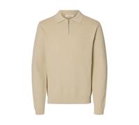 SELECTED HOMME Half Zip Slhdane Ls Knit Struc Polo à Demi-Fermeture éclair Noos, Crème