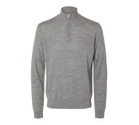 SELECTED HOMME Pull à Demi-Fermeture éclair 100% Laine mérinos Medium Grey Melange XXL Medium Grey Melange XXL