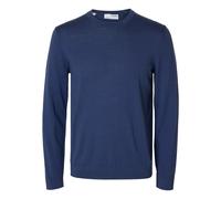 Selected Homme - Pull en laine mérinos à col rond - Homme - Pulls - Bleu - Taille: M