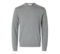 SELECTED HOMME Pull Ras du Cou 100% Laine mérinos Medium Grey Melange S Medium Grey Melange S