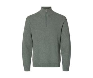 SELECTED MEN Half Slhross Ls Knit Structure Demi Zip Noos, Baume Green, M Homme