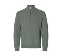 SELECTED MEN Half Slhross Ls Knit Structure Demi Zip Noos, Baume Green, XL Homme