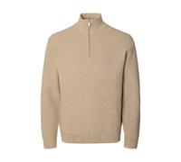 SELECTED MEN Half Slhross Ls Knit Structure Demi Zip Noos, Crème, L Homme