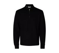 SELECTED MEN Slhemanuel Soft Polo Zip Sweat Noos Doux zippé, Noir, L Homme