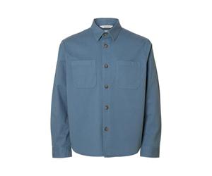 SELECTED MEN Slhtravis Sergé Ls Noos T-Shirt, Blue Mirage., L