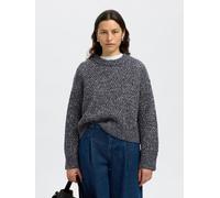SELECTED Pull-over bleu chiné / blanc, Taille M