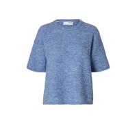 SELECTED FEMME Damen Strickpullover Kurzarm Merino-Blusen Shirt Relax Fit Femme Pull col Rond Manches Courtes Laine mérinos Fit relaxé, Couleurs:Bleu, Taille:S