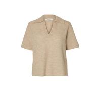 Selected Lulu Knit Polo Short Sleeve Sweater Beige XS Femme