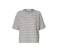 Selected Lulu Knit O-neck Short Sleeve Sweater Bleu L Femme