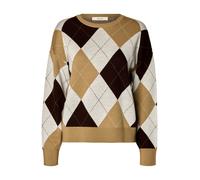 SELECTED Pull-over 'SLWTHEA' crème / marron / noir, Taille M