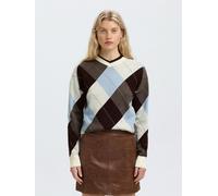 SELECTED Pull-over 'SLWTHEA' écru / bleu clair / brun foncé / marron chiné, Taille XS