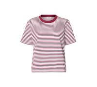 SELECTED T-shirt 'SLFEssential' lie de vin / blanc, Taille L