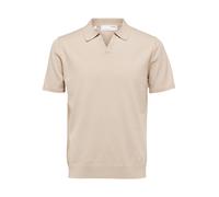 Selected Teller Knit Short Sleeve Polo Beige M Homme