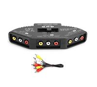 Sélecteur de commutateur 3 en 1 Sortie Audio Vidéo Splitter avec Câble AV pour DVD, VCD, TV Game etc (Noir)