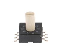 Sélecteur DIP codé à 10 positions RM3HAF avec marquages 0-9 | Modèle de connexion à six broches, trois broches métalliques pliées de chaque côté, positions marquées pour le