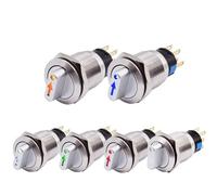 Sélecteur métallique à 2 ou 3 positions, 19mm, bouton-poussoir rotatif, verrouillage 12V LED, en acier inoxydable, bouton marche/arrêt, 1NO 1NC, 1 pièces(Harness,3 P 2NO2NC)