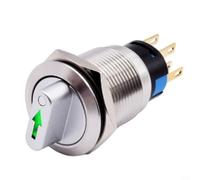 Sélecteur rotatif 3 positions 2NO2NC 12-24 V en acier inoxydable indicateur LED momentané IP66 pour appareil d'instruments (vert)