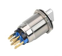 Sélecteur rotatif à 3 positions de 19 mm, verrouillage 2NO2NC, en acier inoxydable IP66, indicateur LED étanche 12-24 V 5 A pour machines CNC, équipement d'instruments (jaune)