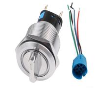 Sélecteur rotatif à verrouillage 3 positions 2NO 2NC 12-24 V avec prise de fil Blanc 19 mm