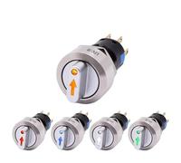 Sélecteur rotatif en métal de 16 mm, 2 ou 3 positions marche/arrêt, 220 V, LED rouge vert, bouton poussoir en acier inoxydable, 1NO1NC, verrouillage SPDT, 1 pièce(Harness,2 Position 2NO2NC)