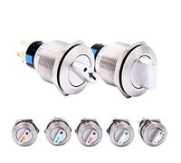 Sélecteur rotatif en métal étanche 22mm 2 3 positions 1NO1NC 2NO2NC 12V LED rouge vert bouton poussoir acier inoxydable interrupteur(Rosso,2NO2NC-110-220V LED)