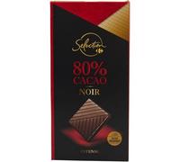 SELECTION - Chocolat Noir 80% CARREFOUR | Savoureux et Onctueux | Idéal pour les gourmands | la tablette de 80g | LOT DE 4