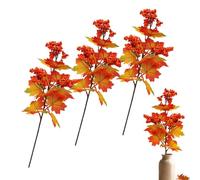 Sélection d'automne 3 pièces artificielles de feuilles d'érable et de baies | Tiges artificielles d'automne pour table d'entrée, cheminée, étagère, porche, rebord de fenêtre, maison d'hôtes,