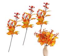 Sélection d'automne 3 pièces artificielles de feuilles d'érable et de baies | Tiges artificielles d'automne pour mariage, cheminée, entrée, table, étagère, porche et rebord de fenêtre