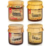 Sélection de Confitures Variées - Lot de 4 pots de 280 g - Saveurs Uniques : Potiron aux Épices, Tomate, Framboise, Figue aux Noix - Sans ingrédients artificiels.