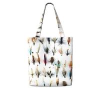 Sélection de mouches traditionnelles pour la pêche à la truite White Fish,Sacs d'épicerie réutilisables, sacs fourre-tout de grande capacité, sac à bandoulière en toile