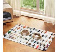 Sélection de Mouches Traditionnelles pour la pêche à la Truite White Fish,Tapis d'alimentation pour Animaux de Compagnie, Sets de Table en Cuir PU pour Chats et Chiens,30x45cm