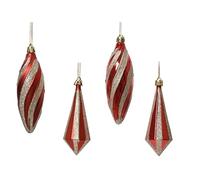 Sélection de papeterie Varzi depuis 1956 Boule d'arbre de Noël en verre rouge avec paillettes d'or assorties 13,5 cm