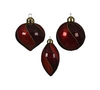 Sélection de papeterie Varzi depuis 1956 lot de 3 boules en verre rouges avec motif or pailleté 8 cm de diamètre