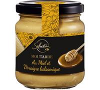 SELECTION - Moutarde au miel & vinaigre balsamique CARREFOUR | Saveurs gourmandes pour vos plats | Idéale en vinaigrette | le pot de 210g | LOT DE 4