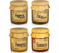 Sélection variée de confitures - Pack de 4 pots de 280 g - Saveurs uniques : Potiron aux noix, Figue aux noix, Ananas à la noix de coco, Tomate - Sans ingrédients artificiels