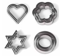 Selecto Bake 12 Pièces Emporte-pièces Formes Ensemble de Cuisson, Coeur Fleur Ronde Forme d'Étoile Biscuit en Acier Inoxydable Moules en Métal Emporte-pièces pour la Cuisine Cuisson Petits Emporte-piè
