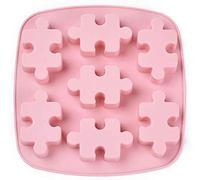 Selecto Bake Formes de puzzle en silicone bleu et rose, moules à chocolat, pâtisserie pour enfants, passe au micro-ondes, silicone, bonbons, carré