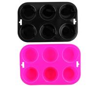 Selecto Bake Lot de 2 moules à muffins en silicone anti-adhésif pour 6 muffins, cupcakes, Yorkshire et pudding Noir/rose